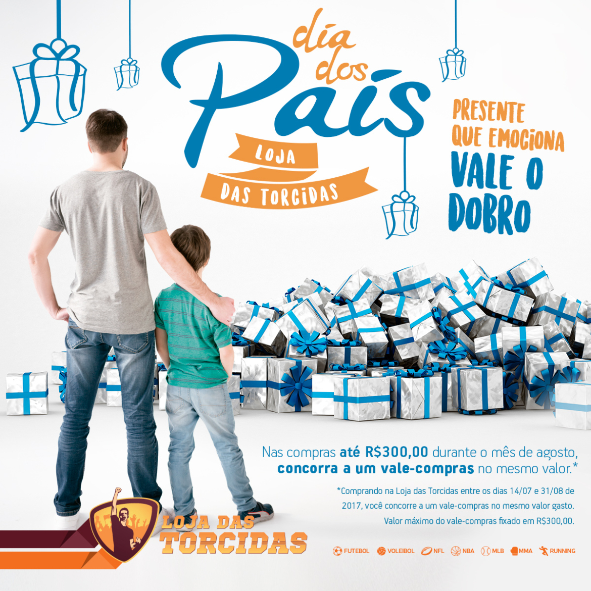 Dia dos Pais: Loja das Torcidas oferece promoção de vale-compras para seus clientes